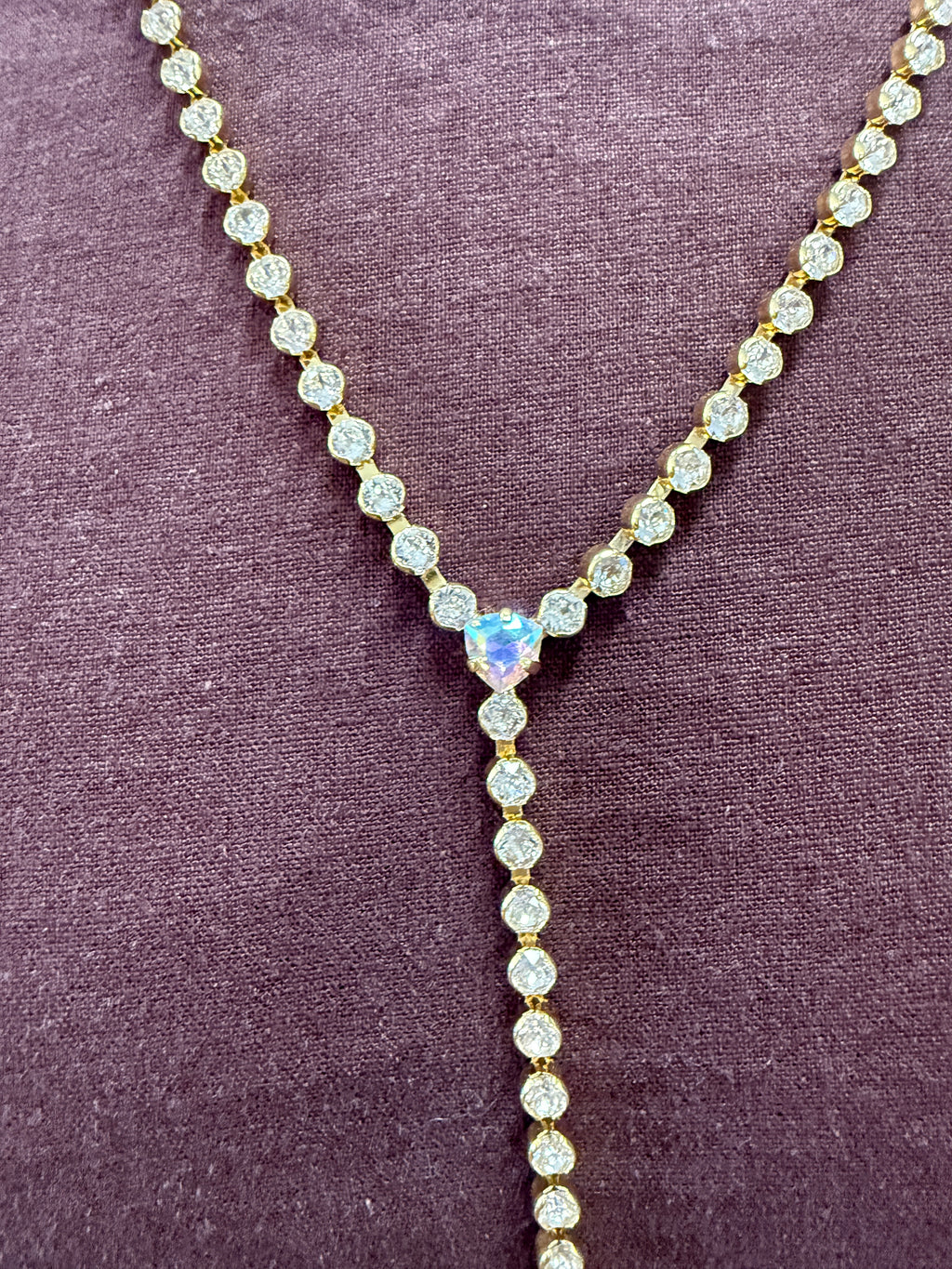 Drop down diamond studded necklace