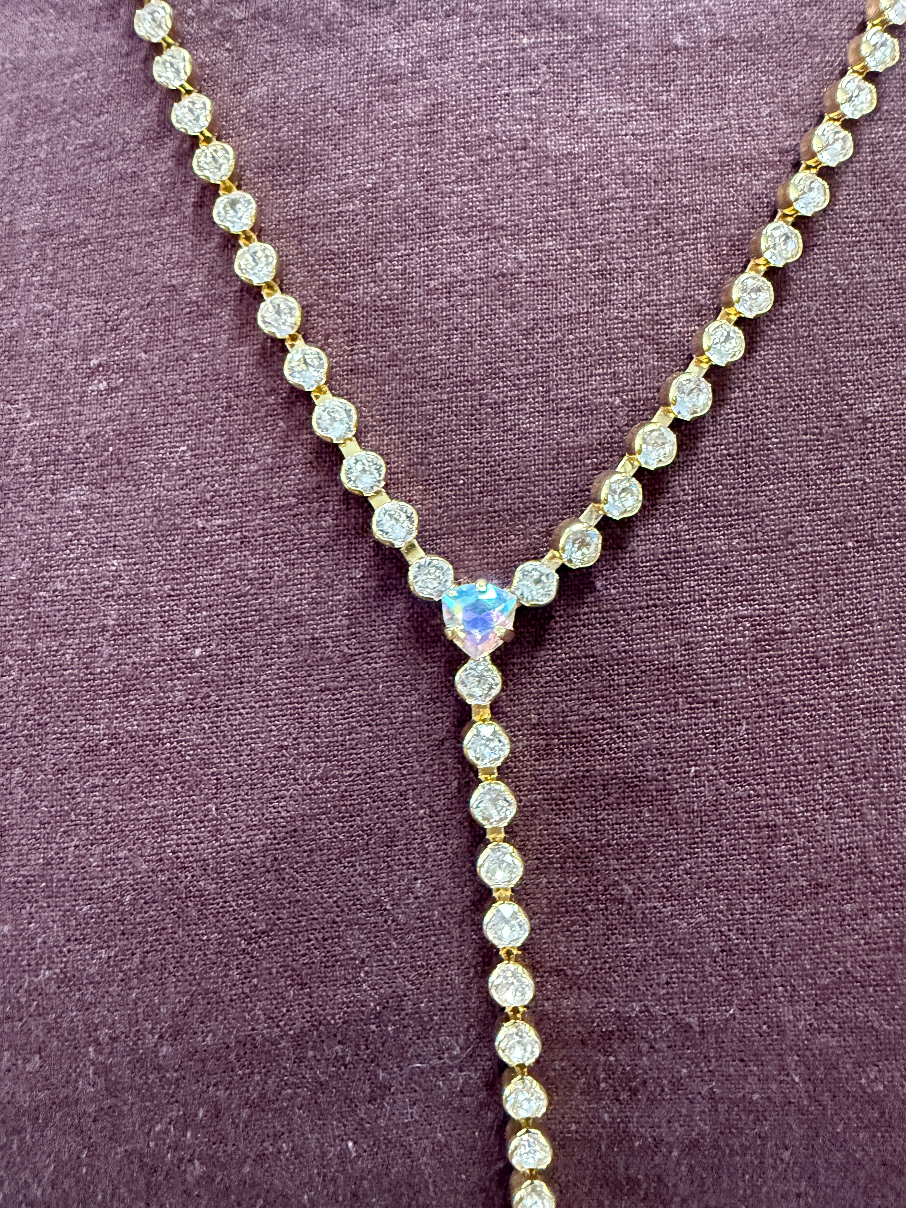 Drop down diamond studded necklace