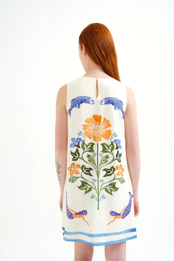 Short dress with Palm amp and Mermaid print