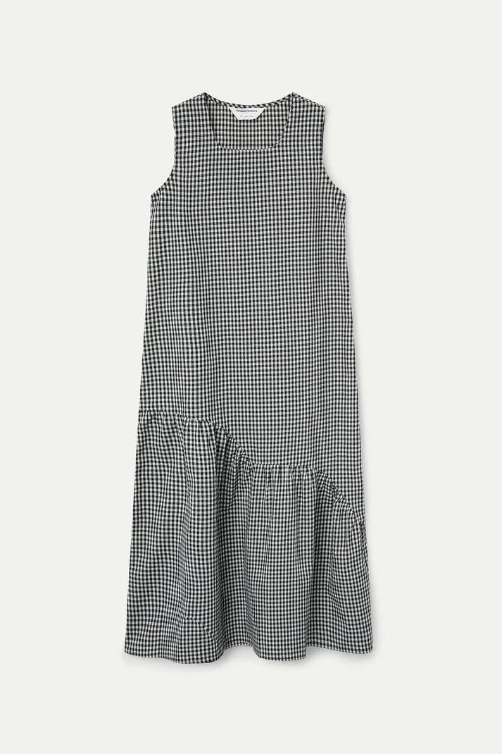 Black gingham midi dress