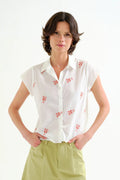 Shirt with red Lobster embroidery