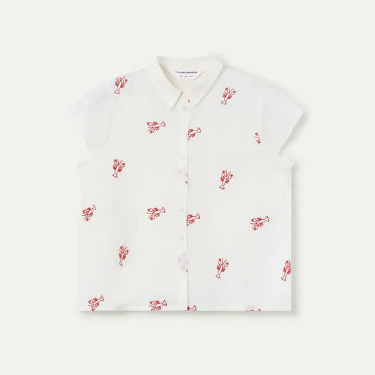 Shirt with red Lobster embroidery
