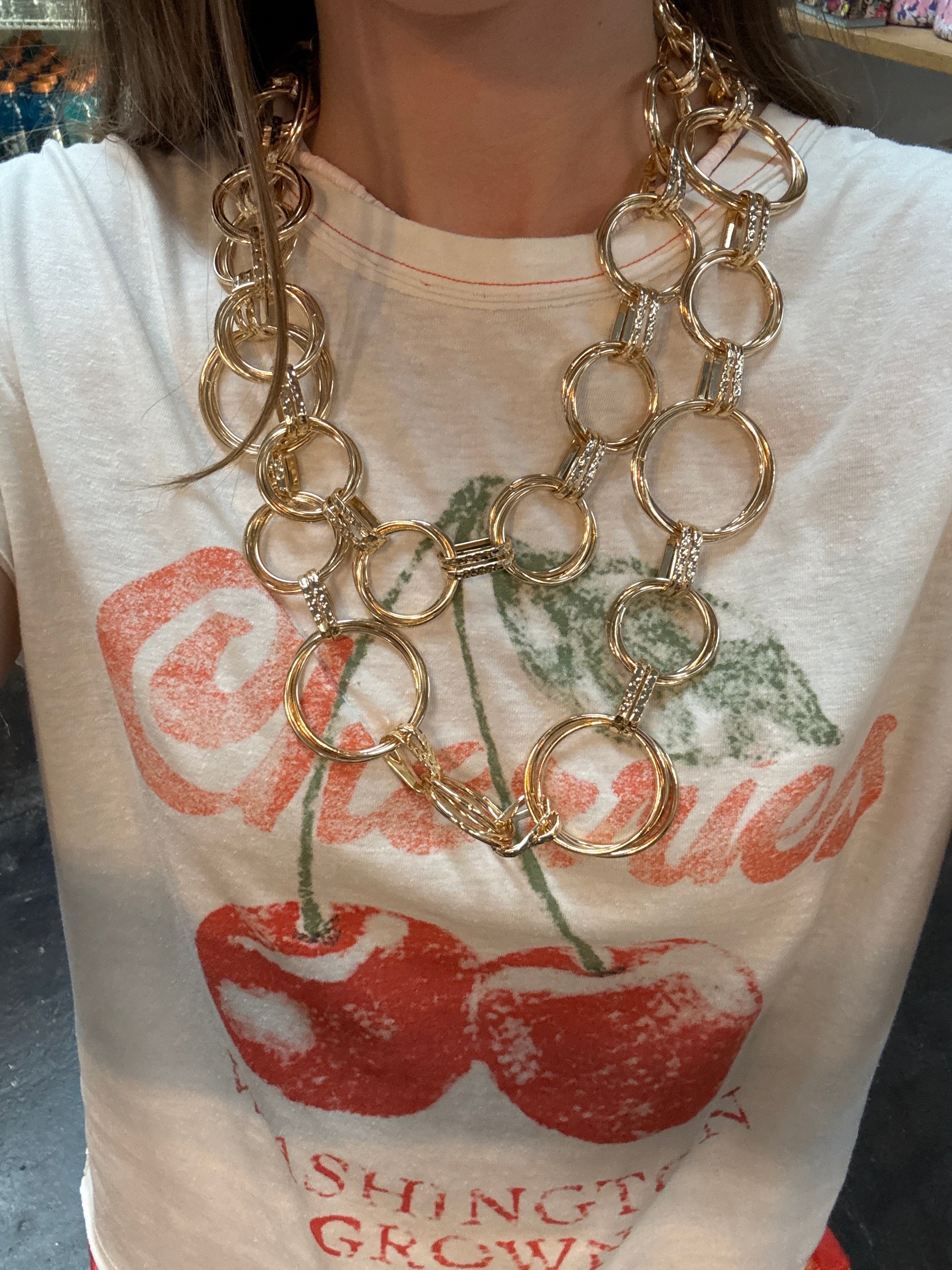 Double layer gold circle chain