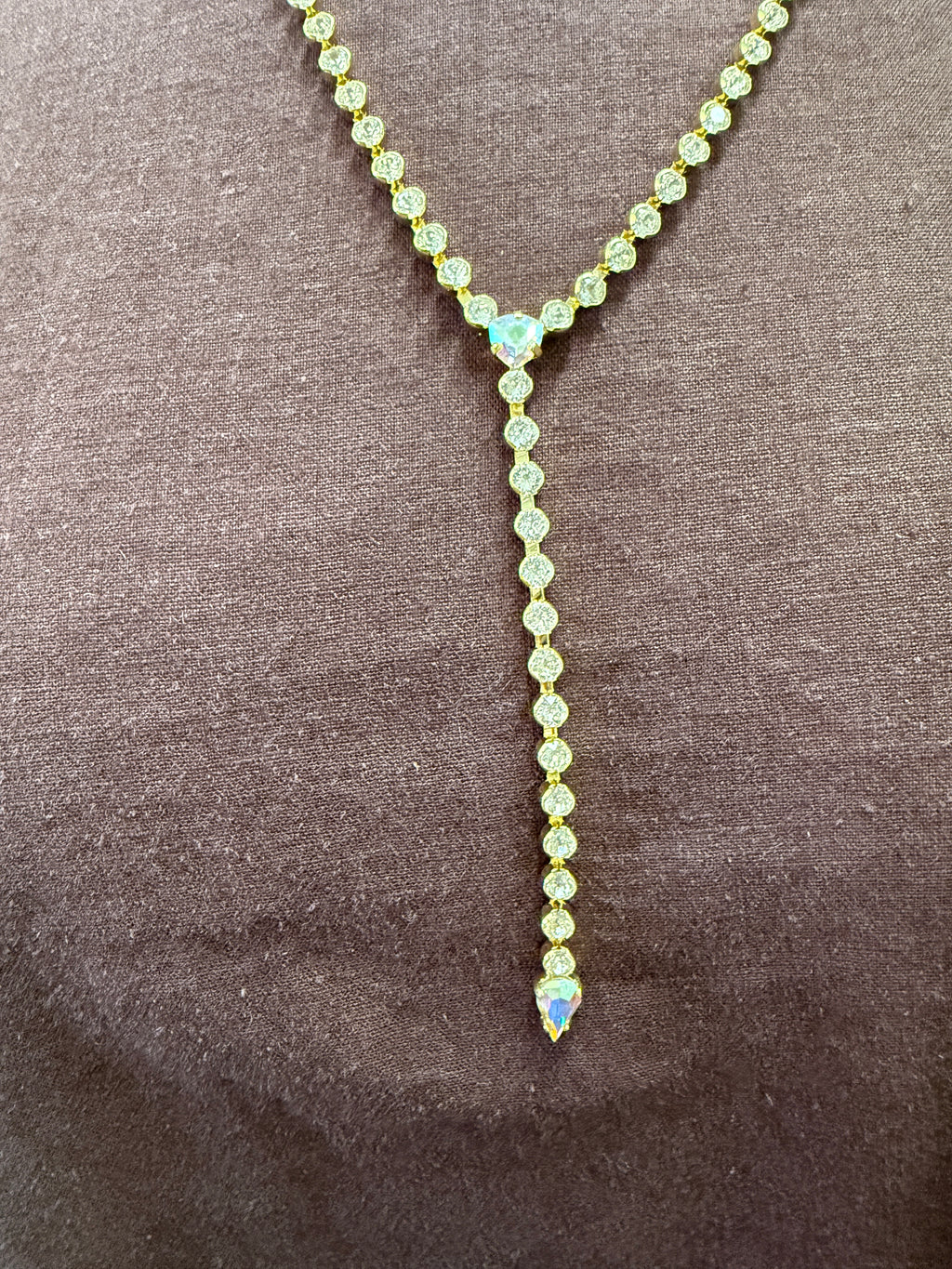 Drop down diamond studded necklace