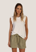 Sleeveless Ruffle Crew