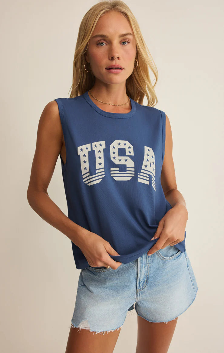 Stars and Stripes Muscle Tank True Navy