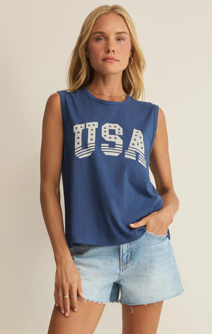 Stars and Stripes Muscle Tank True Navy