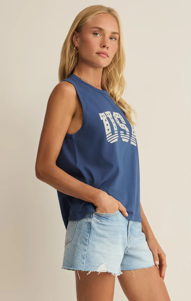 Stars and Stripes Muscle Tank True Navy