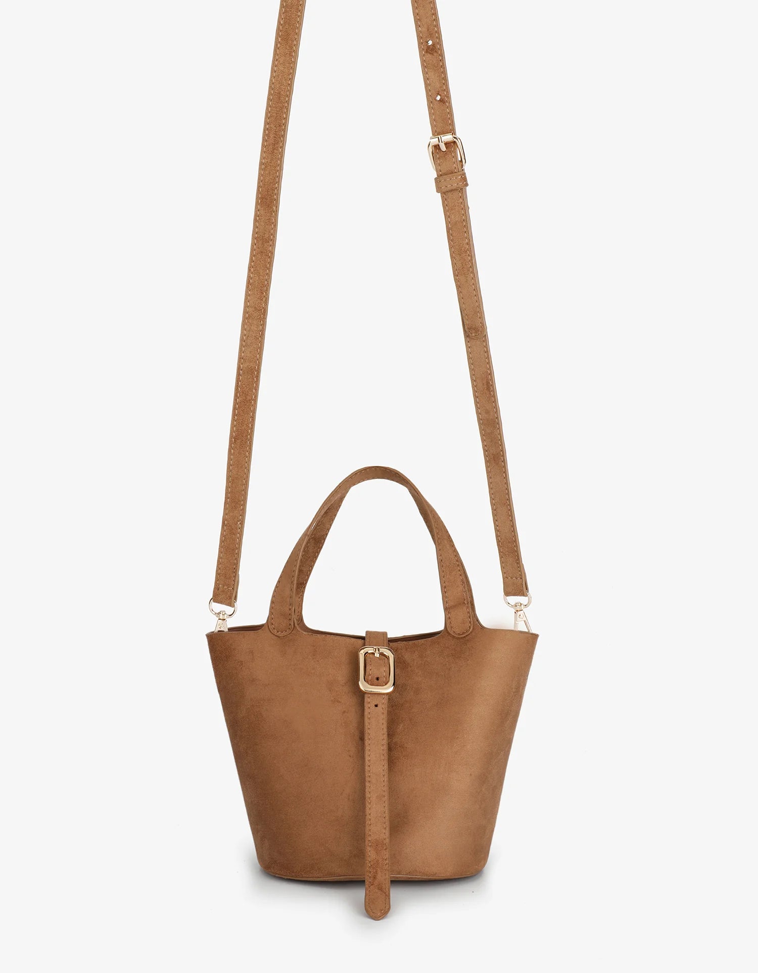 Joya Bucket Mini Faux Suede Camel