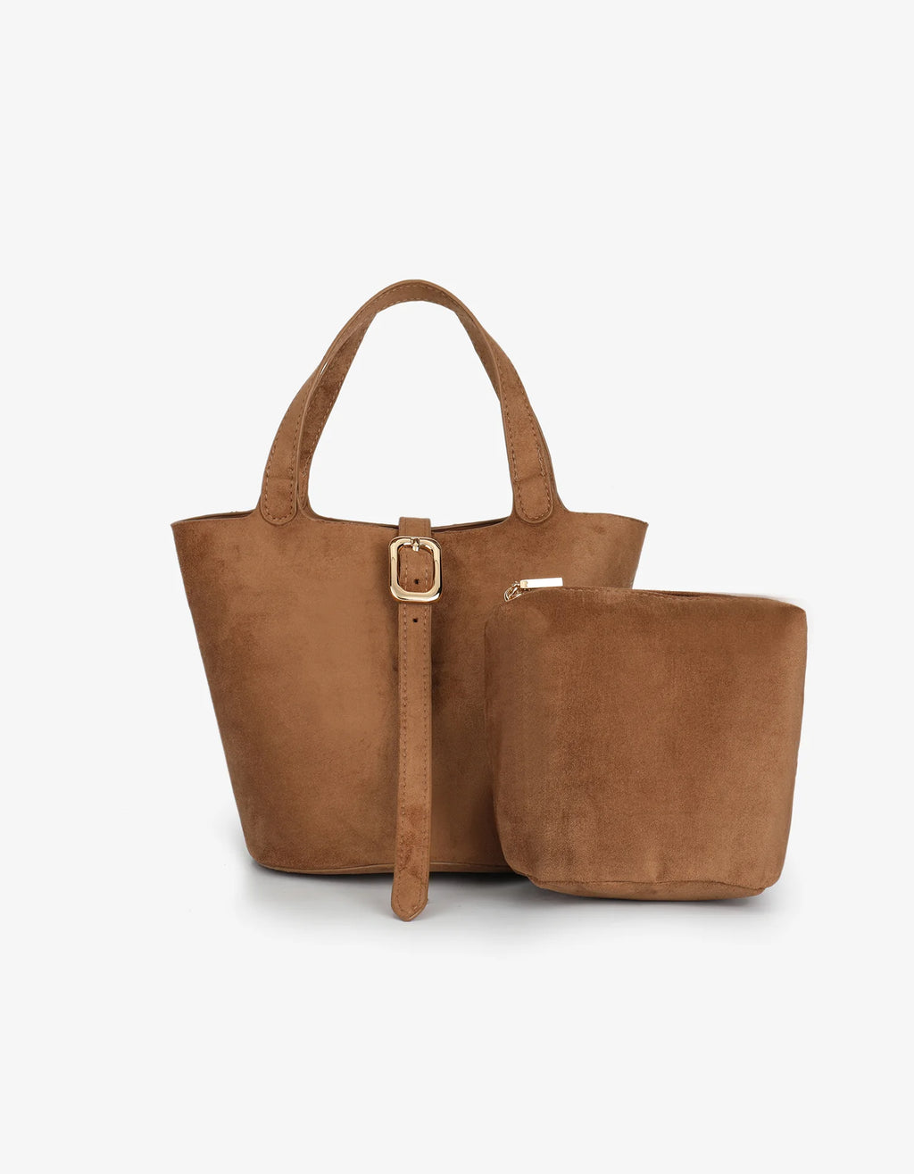 Joya Bucket Mini Faux Suede Camel