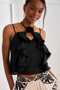 Halter Top with Floral and Ruffles