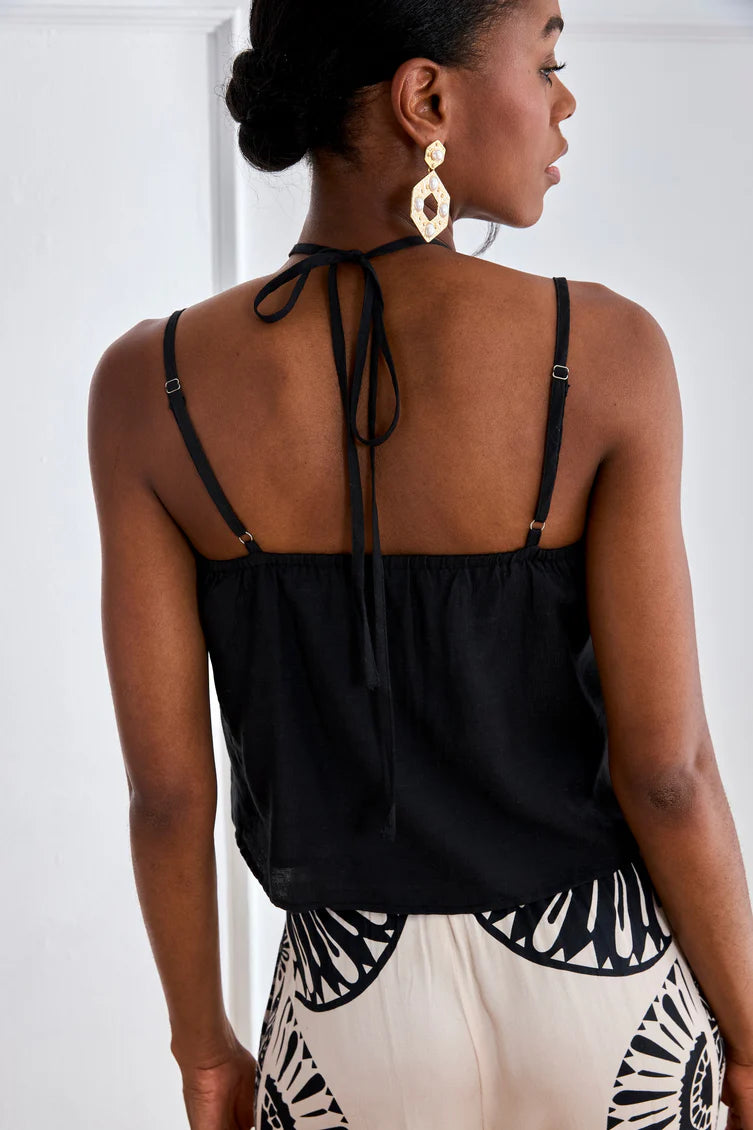 Halter Top with Floral and Ruffles