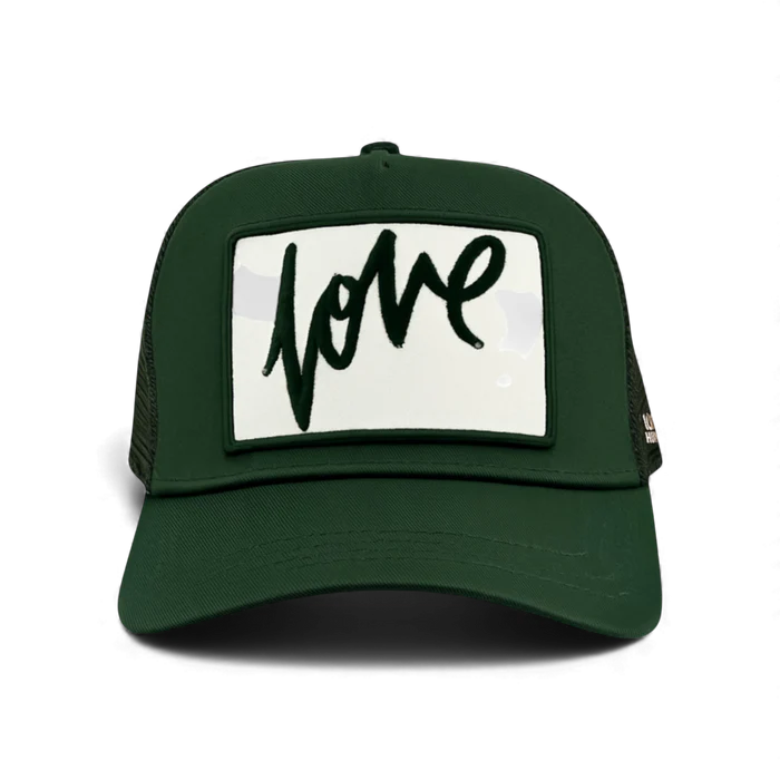 Love Cursive Trucker - Hunter Green