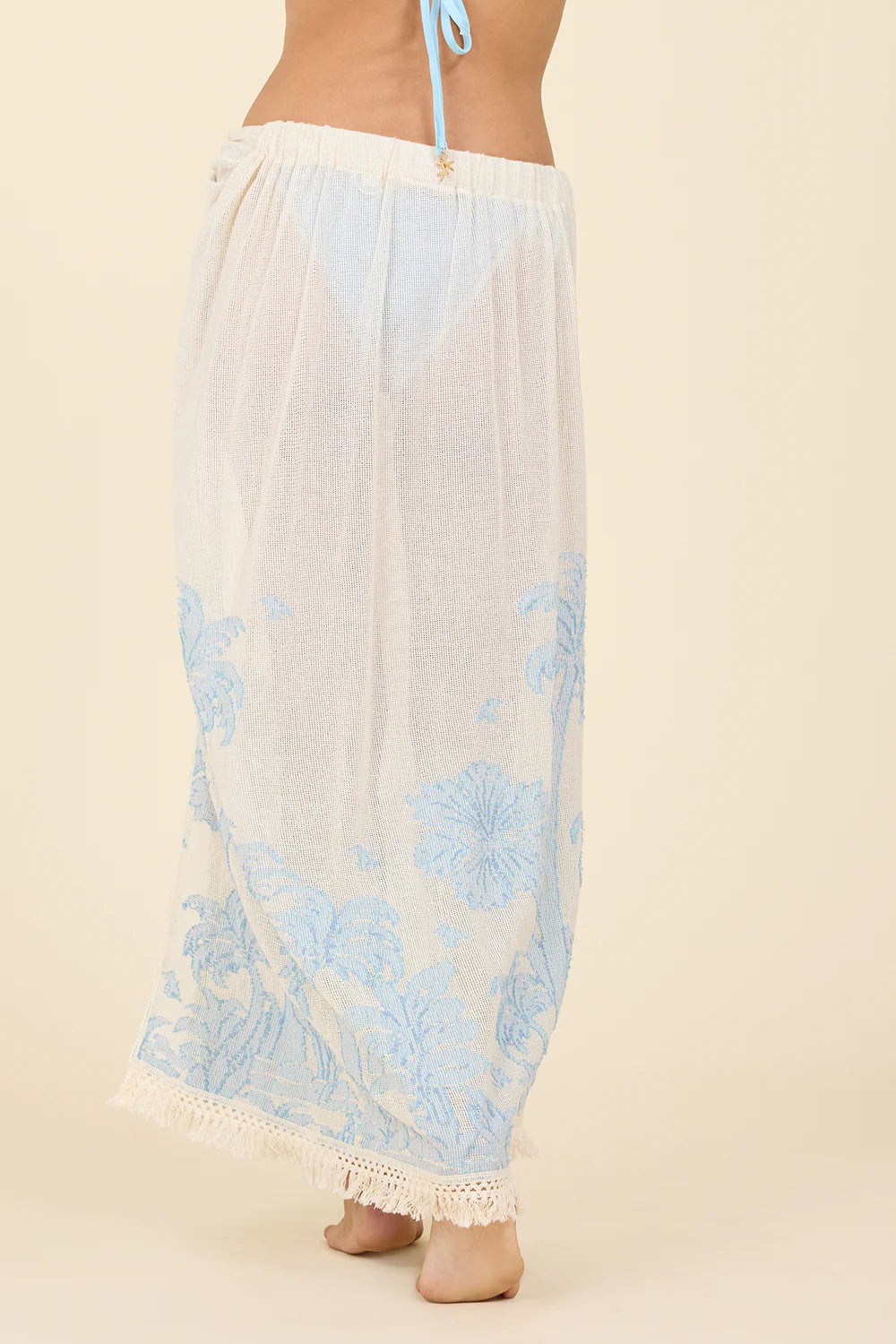 Tropical Landscape O-Ring Maxi Skirt with Slit