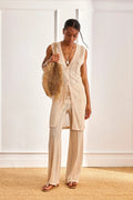 Lurex Knit Trousers - Camel