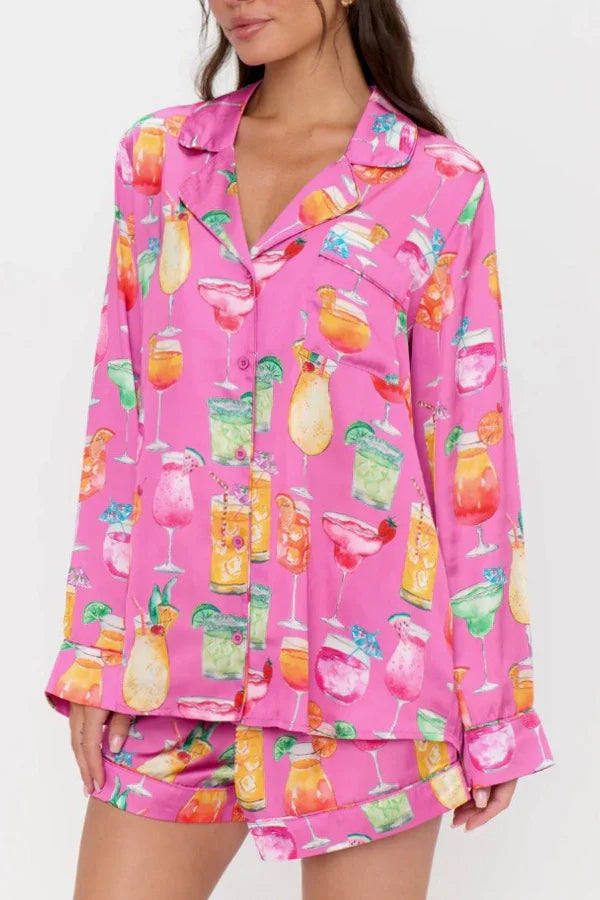 Favorite PJ Set Pink Sunset Cocktail Silky