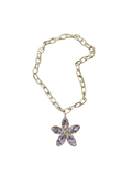 Virtue Rhinestone Flower on Etched Chain 20”
