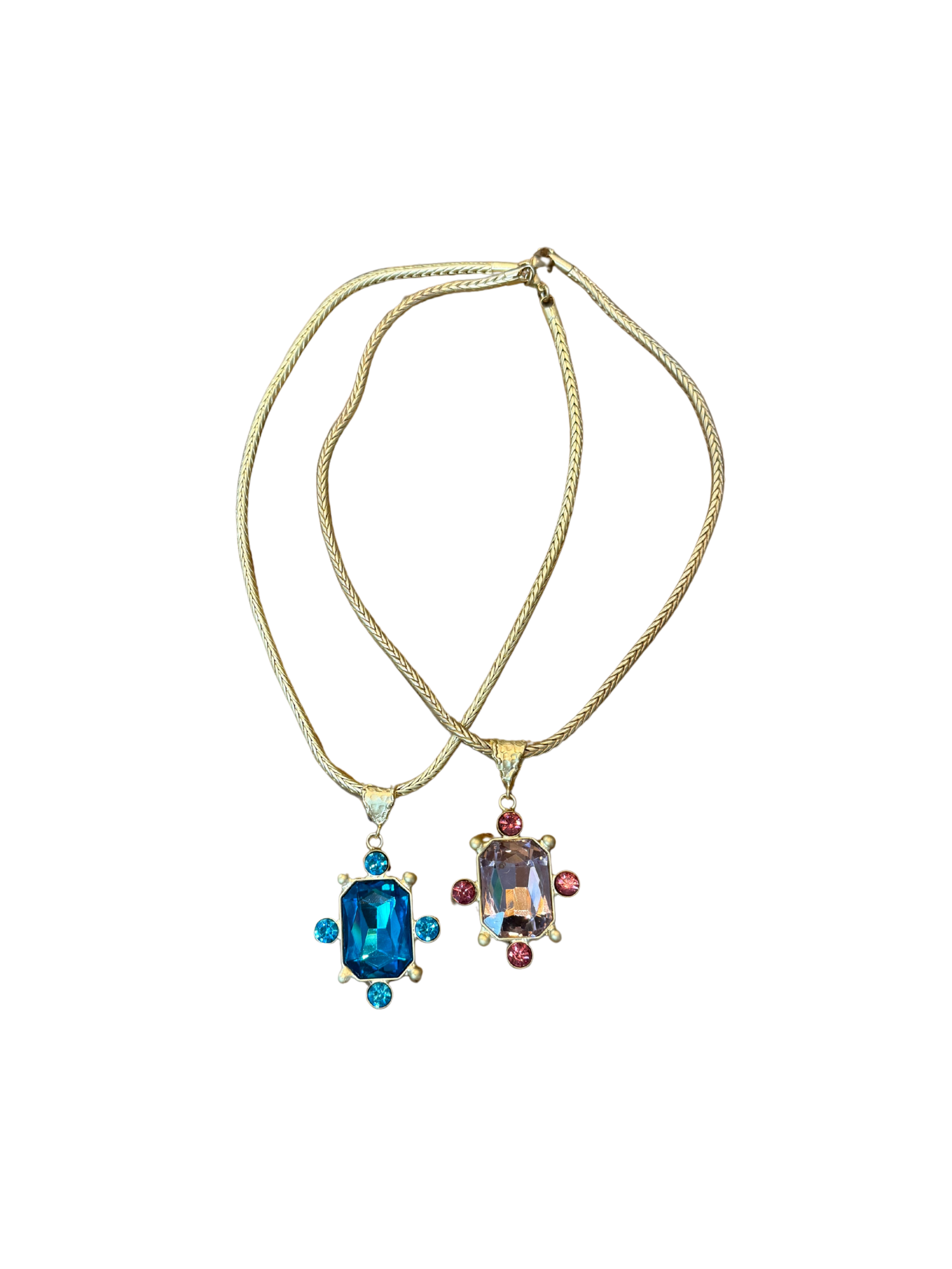 Virtue Rhinestone Studded Rectangle on 16” Python Chain