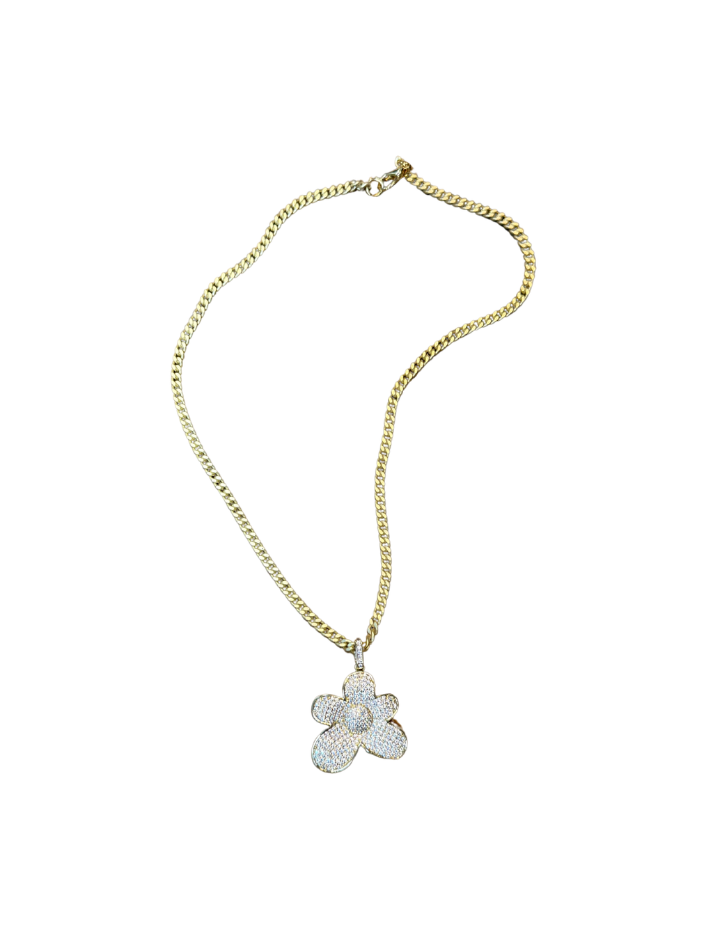 Virtue Petite Retro Wildflower on Small Curb Necklace