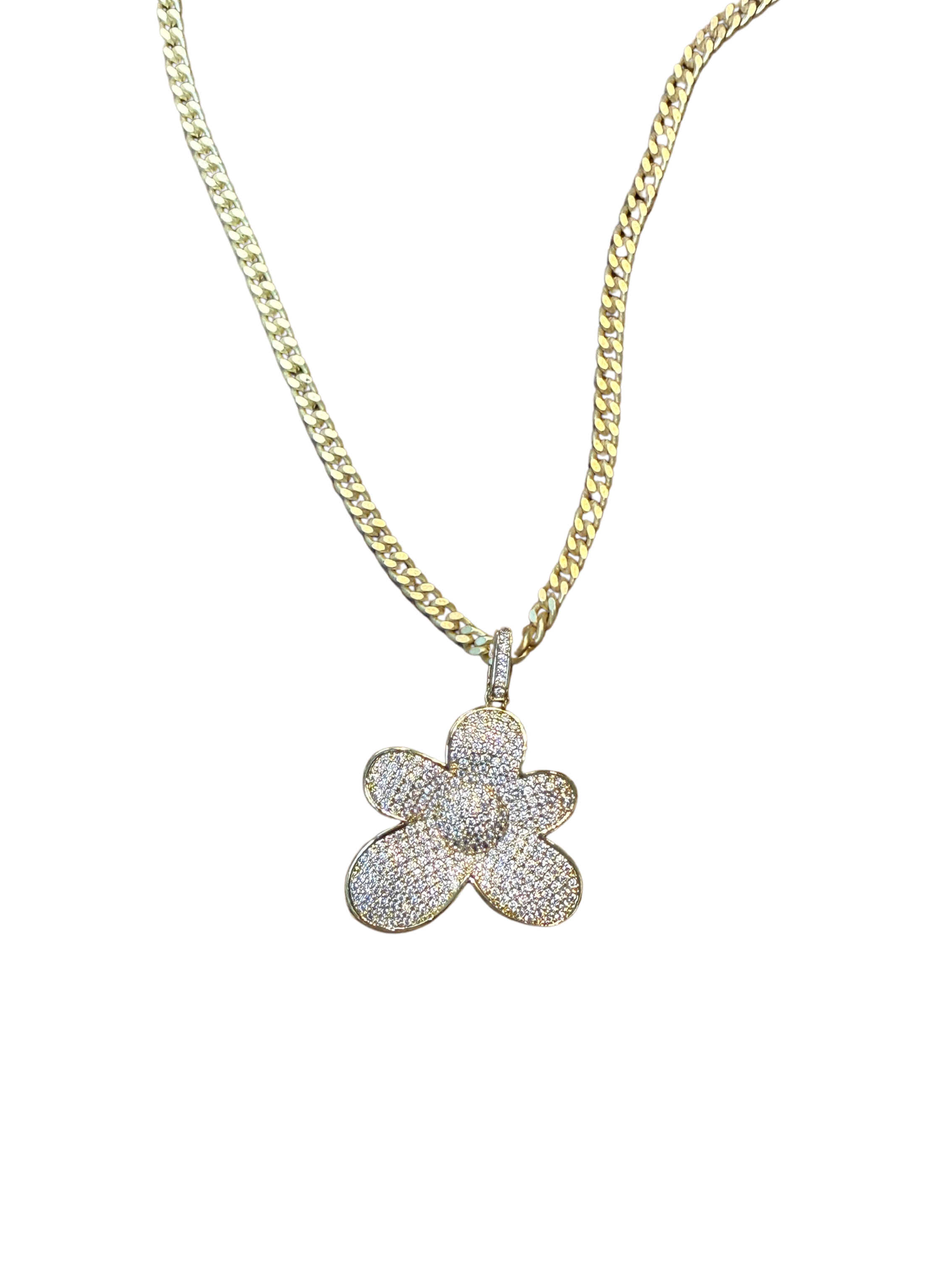 Virtue Petite Retro Wildflower on Small Curb Necklace