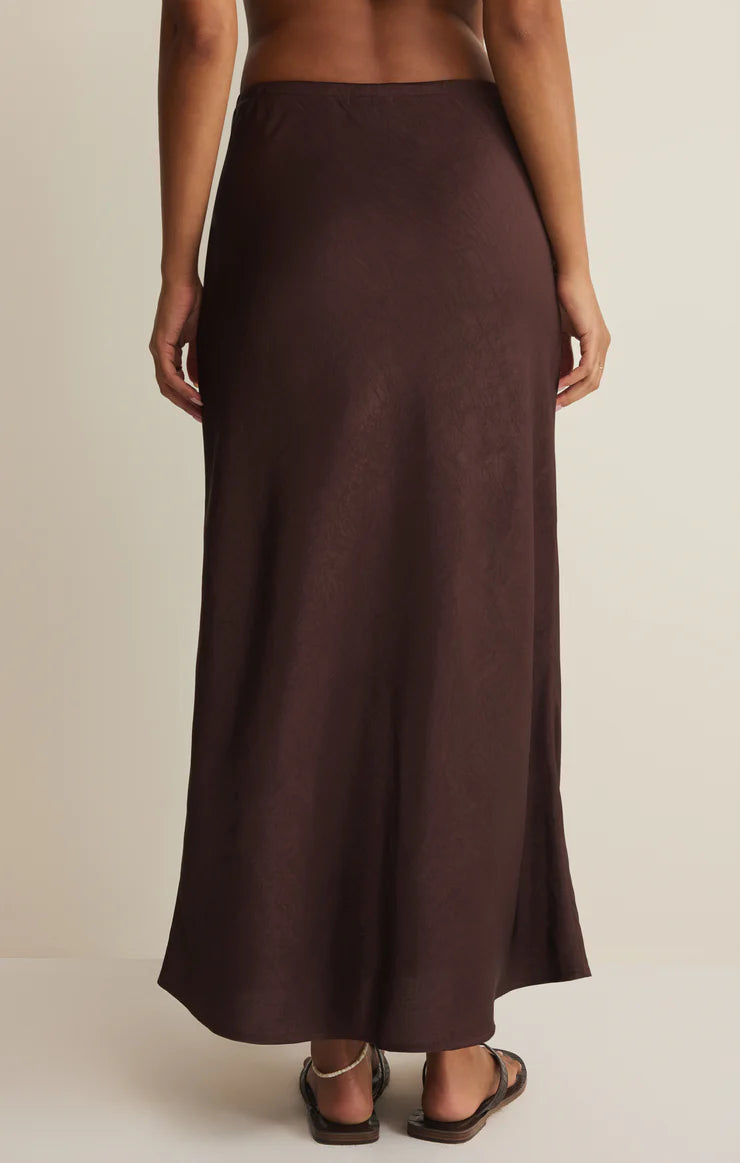 Viva Satin Midi Skirt Chocolate