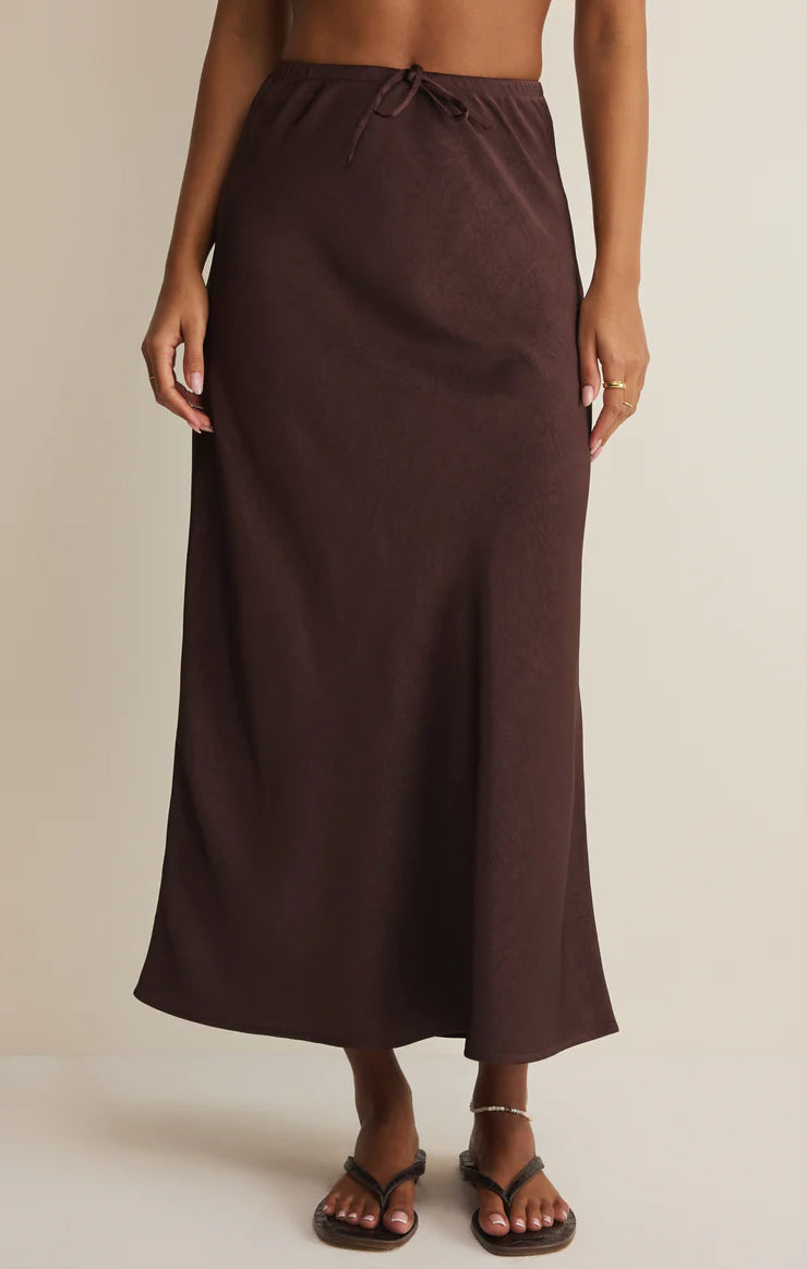 Viva Satin Midi Skirt Chocolate