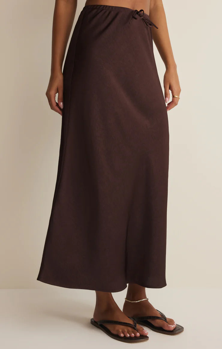 Viva Satin Midi Skirt Chocolate