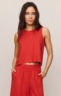 Sloane Linen Top Chili Pepper