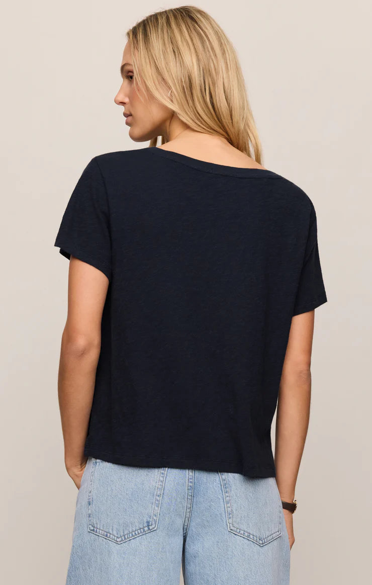 Nomad V Neck Tee White and Eclipse