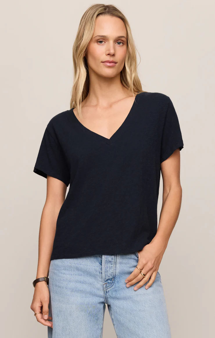 Nomad V Neck Tee White and Eclipse