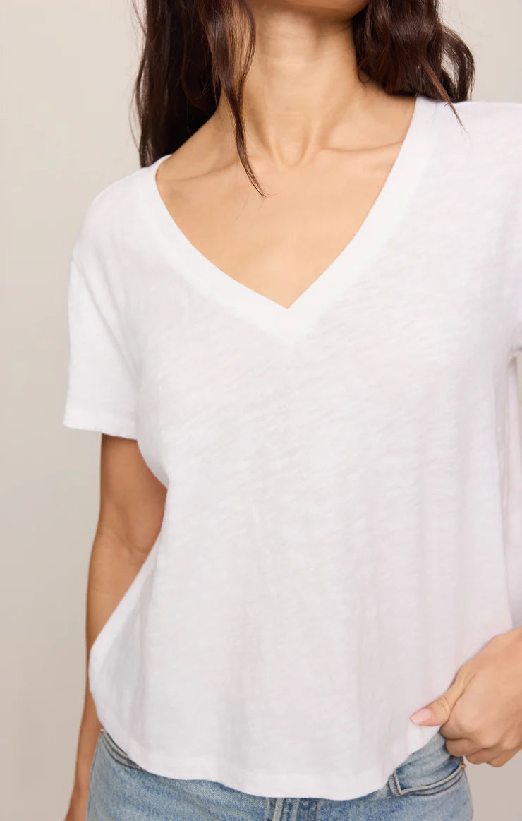 Nomad V Neck Tee White and Eclipse