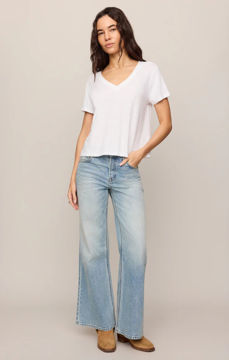 Nomad V Neck Tee White and Eclipse