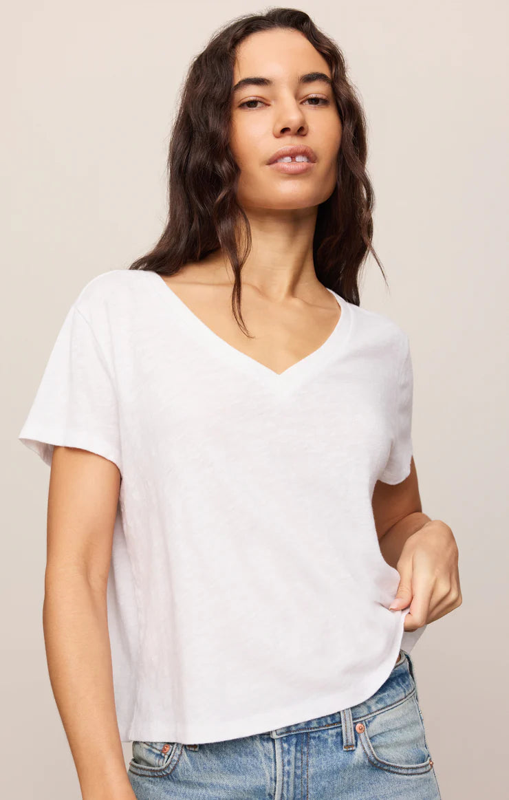 Nomad V Neck Tee White and Eclipse