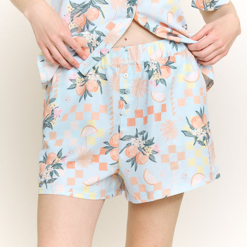 Brunch Date Shortie PJ Set in Citrus Check