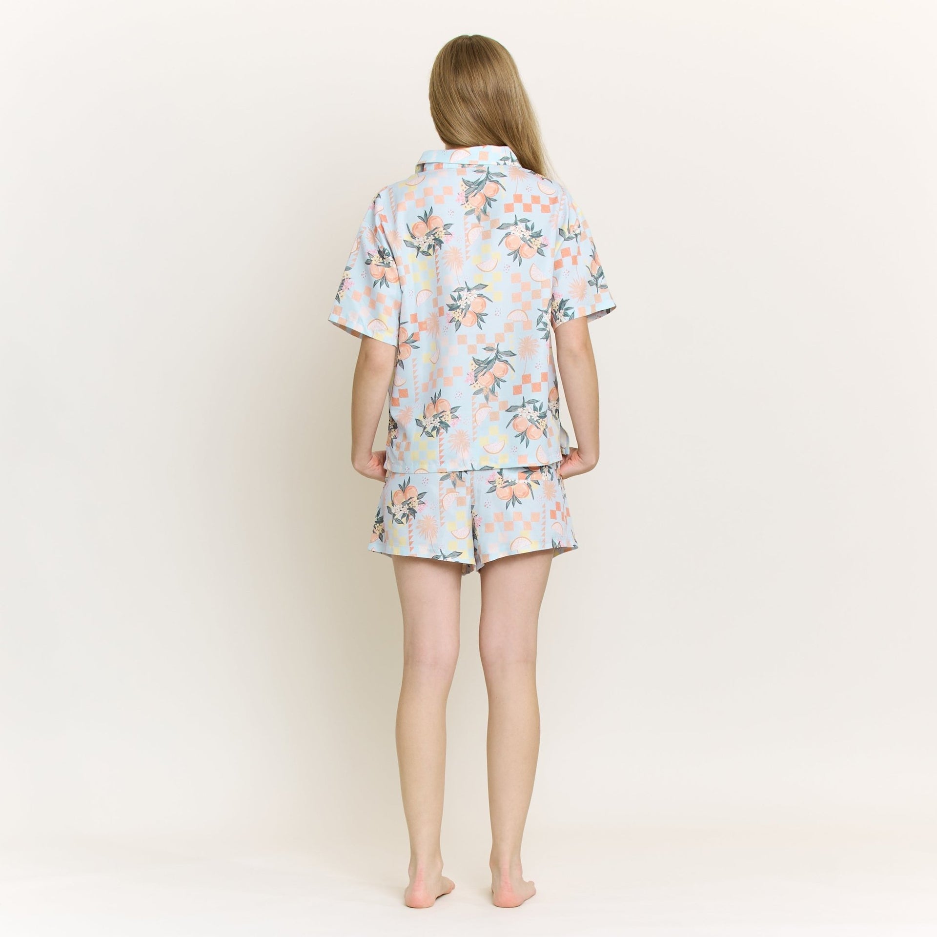 Brunch Date Shortie PJ Set in Citrus Check