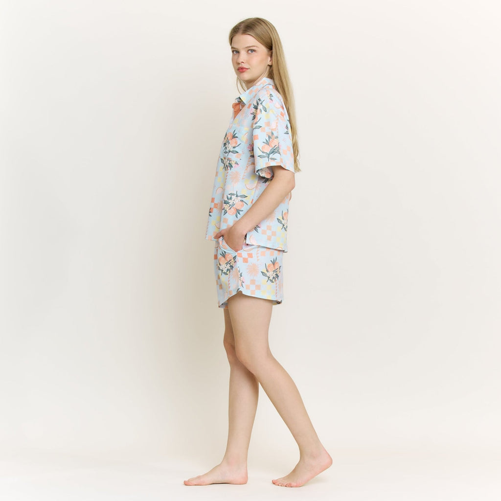 Brunch Date Shortie PJ Set in Citrus Check