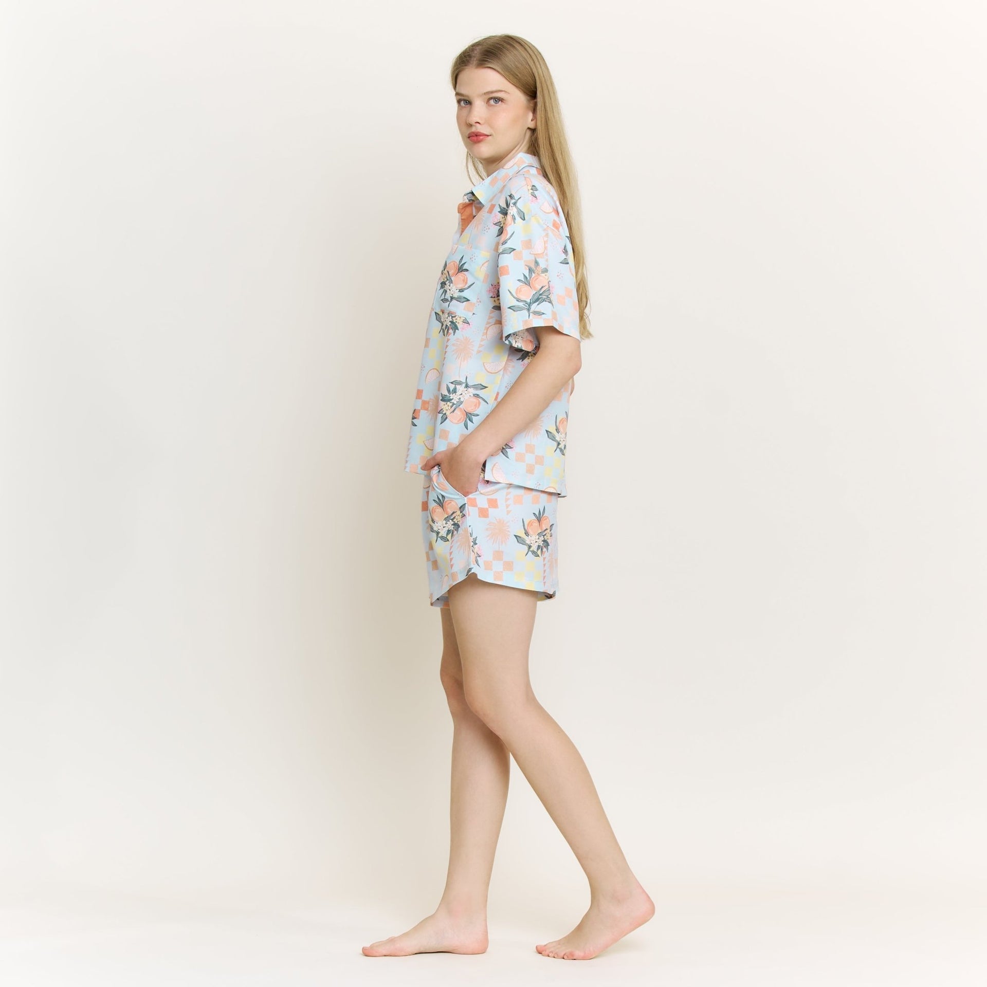 Brunch Date Shortie PJ Set in Citrus Check