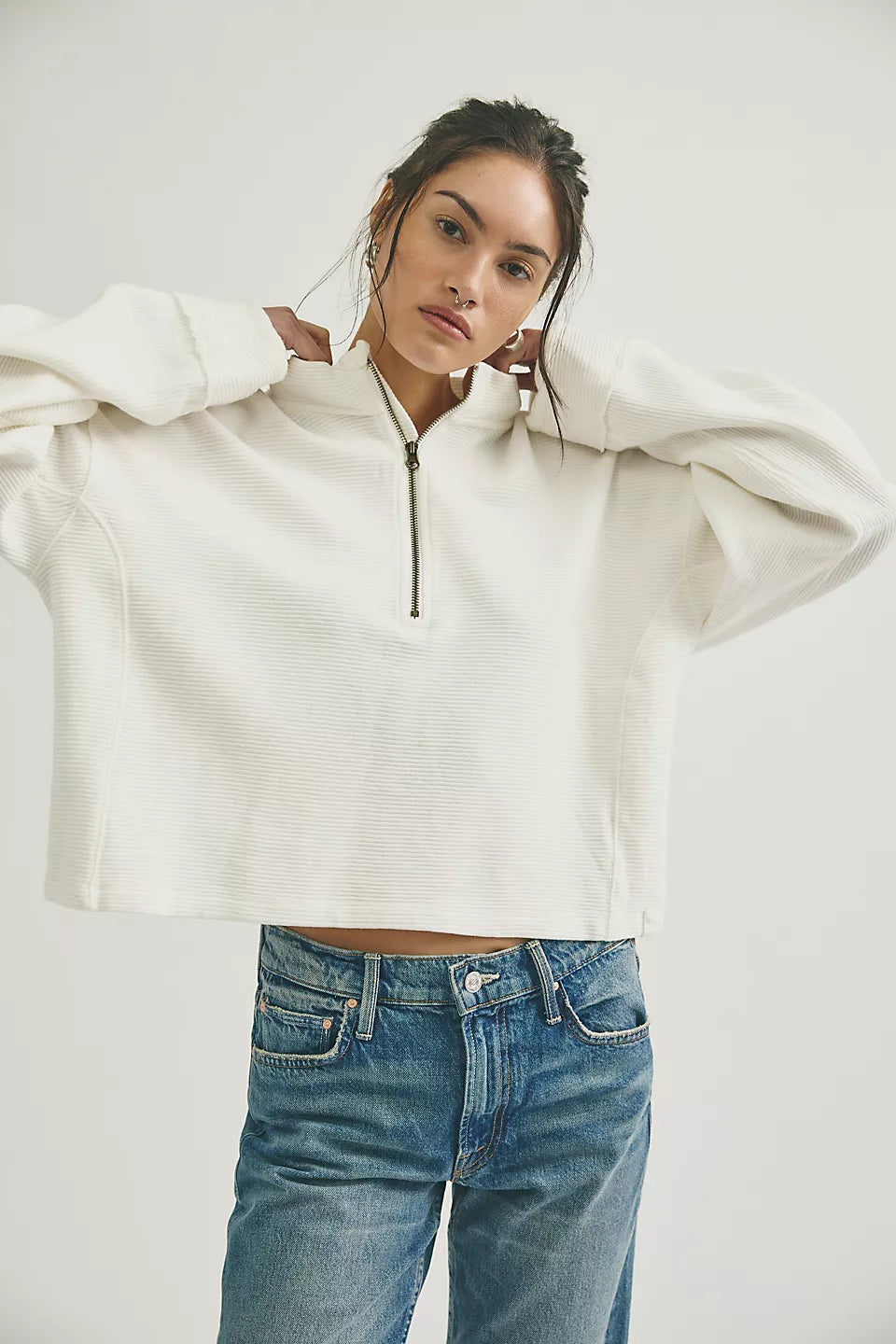 Celeste Quarterzip Clean Ivory
