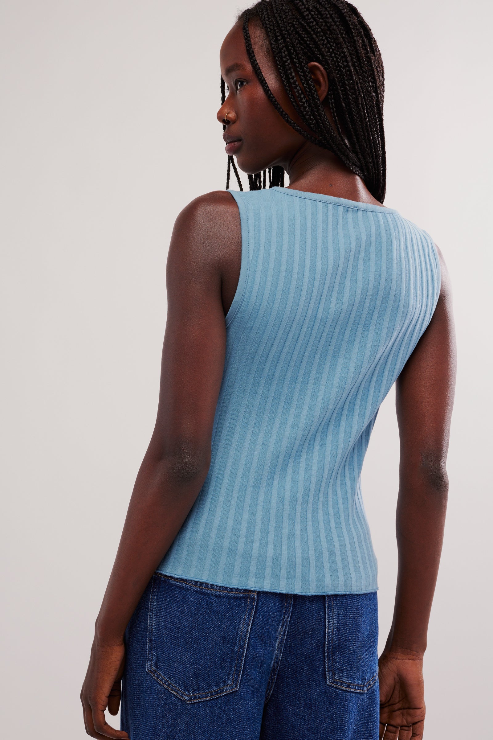 Tilly Ribbed Knit Crew Neck Sleeveless Fitted Vest